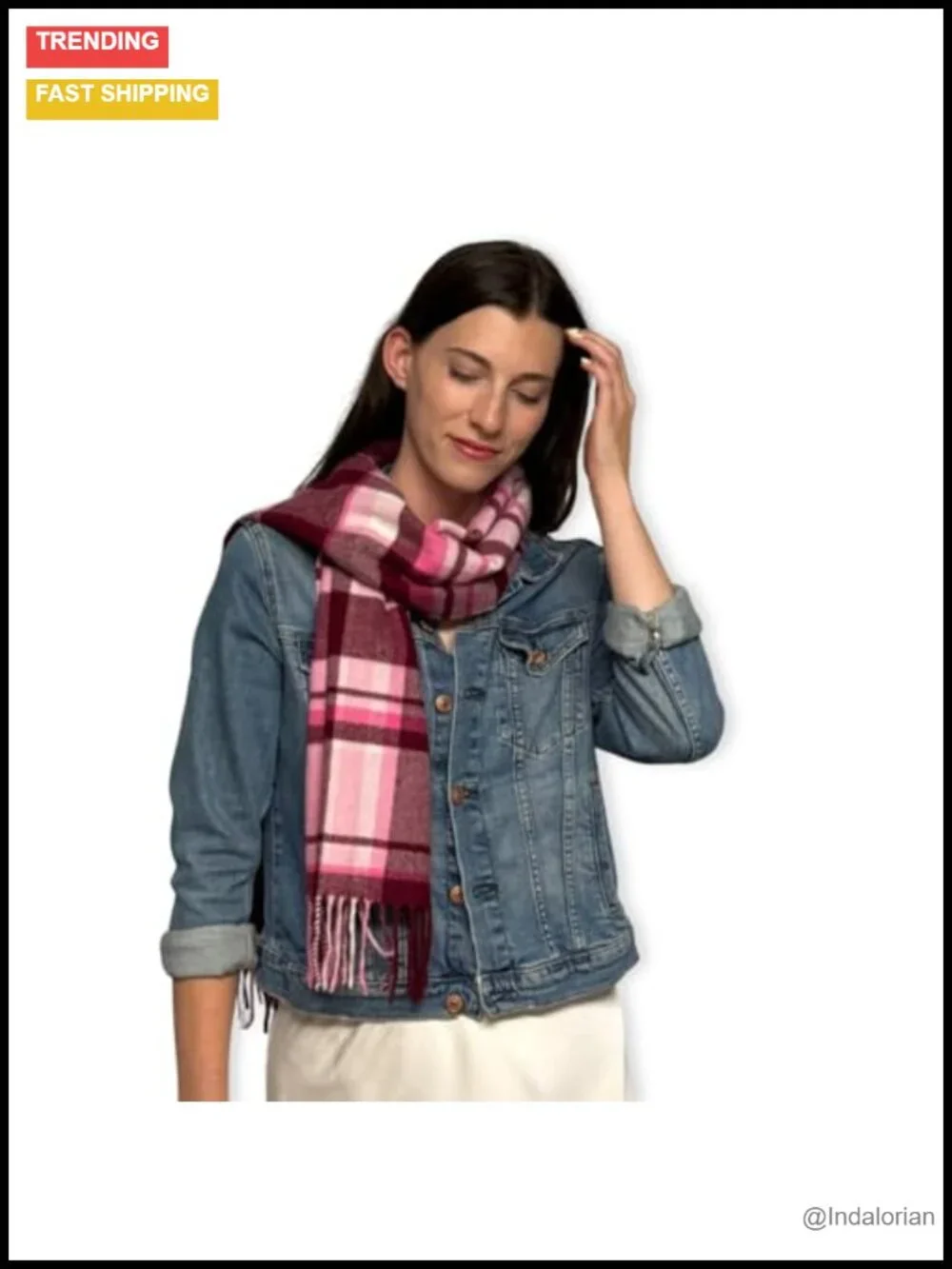 100% Australian Wool Lightweight Winter Plaid Scarf Unisex